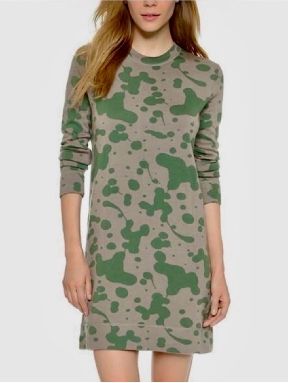 Marc By Marc Jacobs Green Camo Long Sleeve Dress